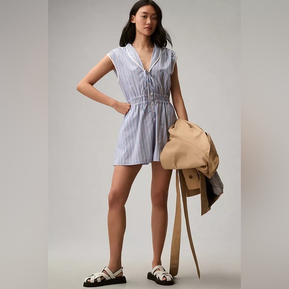 Anthropologie PJ Shirting Romper - Picture 2 of 4